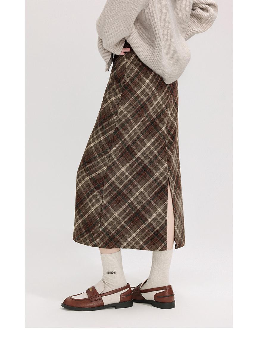 Melanoid Women s Plus Size Academy Style High Waist Plaid Woolen Skirt, Spring/Autumn S цветочный/серый