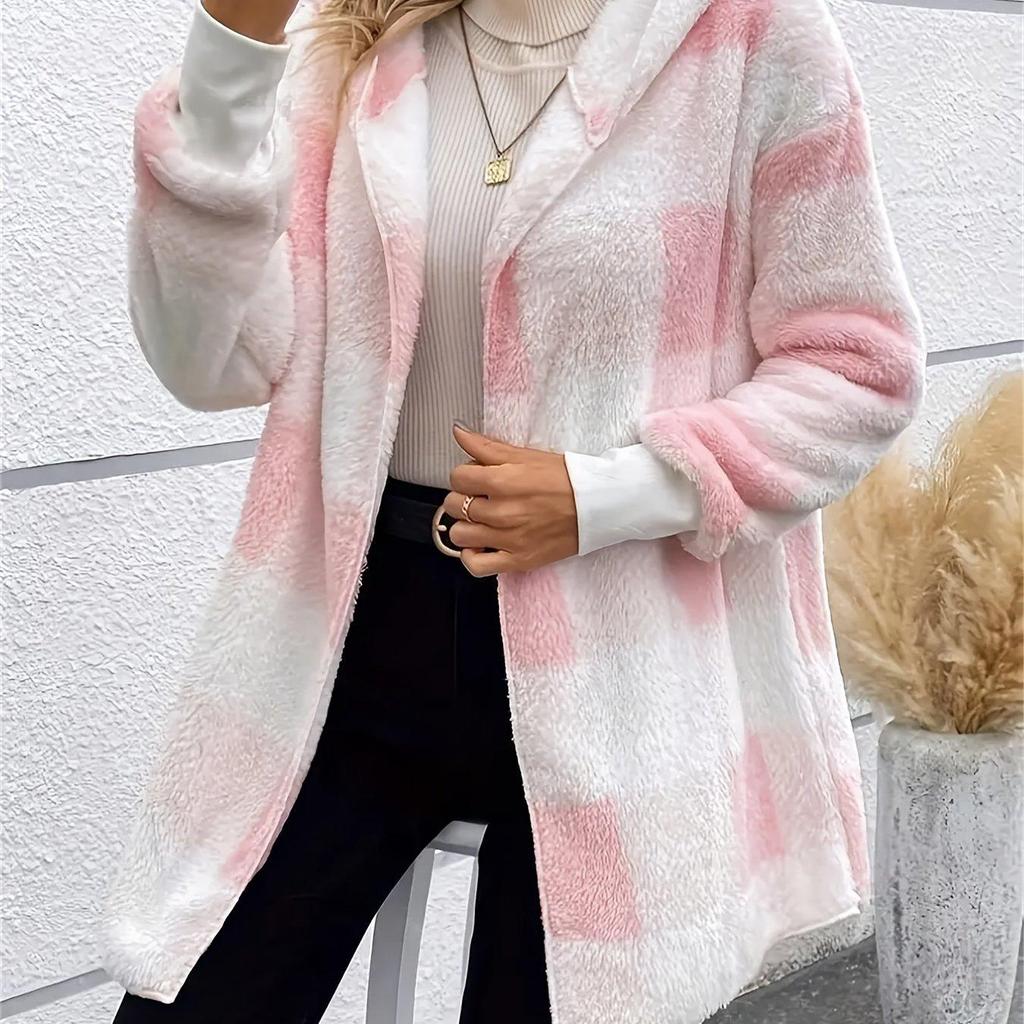 V 97291 Oversized Knit Plaid Cardigan