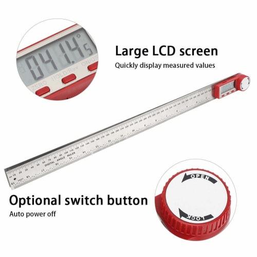 Digital Angle Meter, Stainless Steel Digital Ruler, 360 Angle Measuring Tool, Angle Finder Ruler, Woodworking Cutting Angle Tool, Angle and Length, D