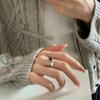 Tiger's eye stone rhinestone double-layer ring design retro index finger ring, no color loss texture ring