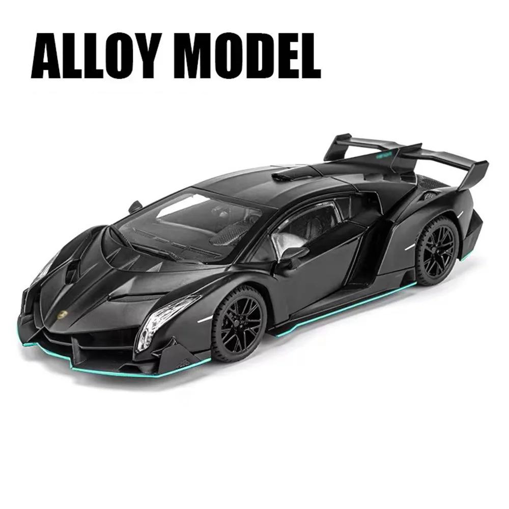 1:22 Veneno SL63 Alloy Models Cars Diecast Toys Rubber Tires Sports Car Wheel Pull Back Vehicles Kids Festival Collection Gifts