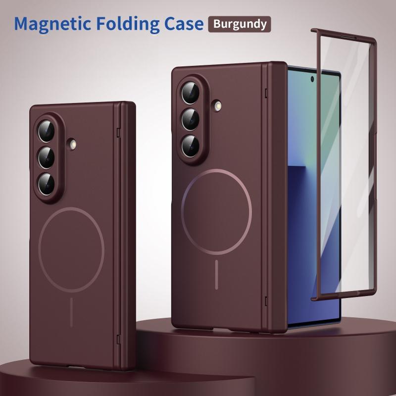For Magsafe Magnetic Case For Samsung Galaxy Z Fold 8 Ultra 7 6 5 4 3 Z Flip 8 7 6 5 4 3 Hinge Protection With Screen Protector