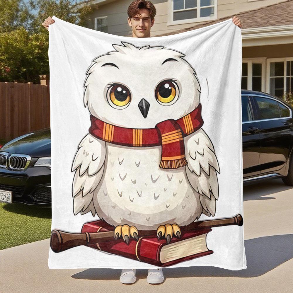 1 Stück Eulen-Zauberbuch Outdoor Flanell-Kuscheldecke für alle Jahreszeiten, weiche Wärme, Heimdekoration 1031159