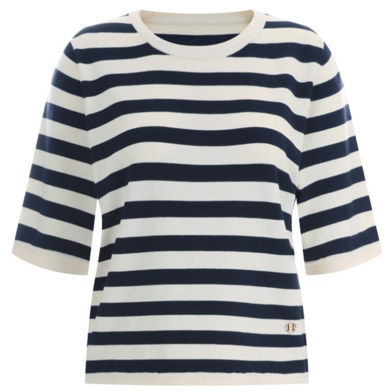 Shop Women S STripe Round Neck looSe FiT Tencel ShorT Sleeve KniT T Frb Wkn