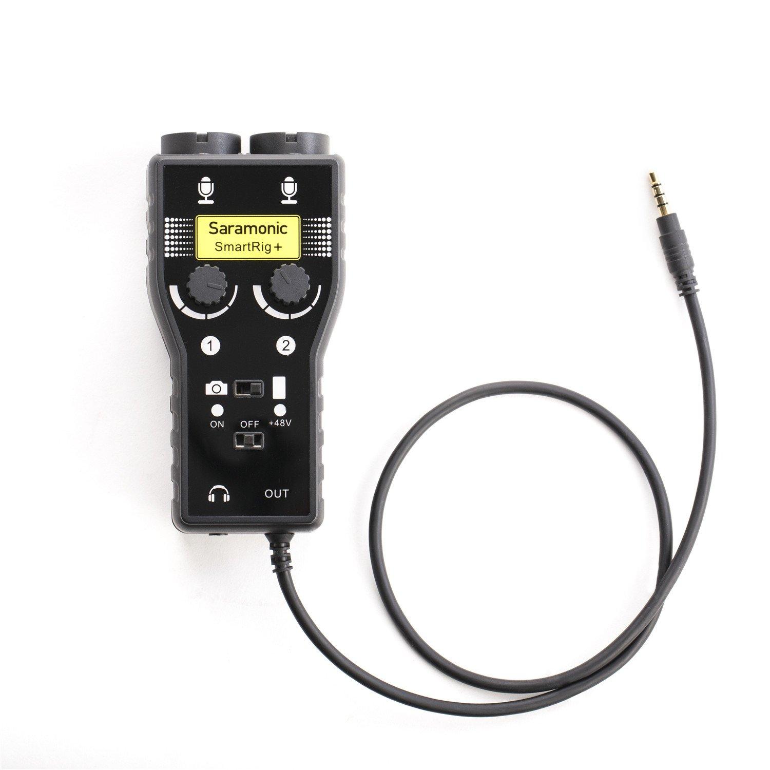 

Saramonic SmartRig+ 2 Channel XLR3.5mm Karaoke Microphone Audio Mixer Preamp & Guitar Interface for DSLR Camera Camcorder iPhone 13 12 iPad iPod