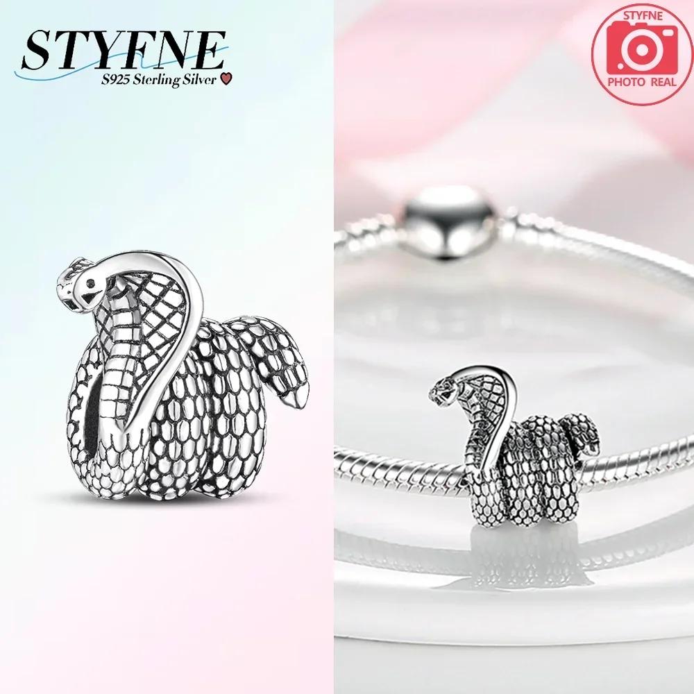 Original Hatched Snake White Rabbit Blue Zircon Heart Catcopper Animal Pendant Charm Bead Fit Bracelet Women Gift Accessory
