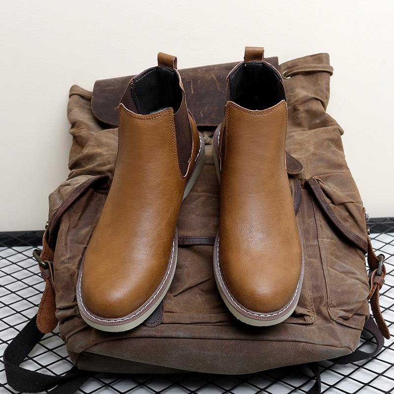 Men's Genuine Leather Chelsea Boots, High-quality Retro Casual Shoes, Comfortable Denim Boots, Street Winter Boots, Large Size48
