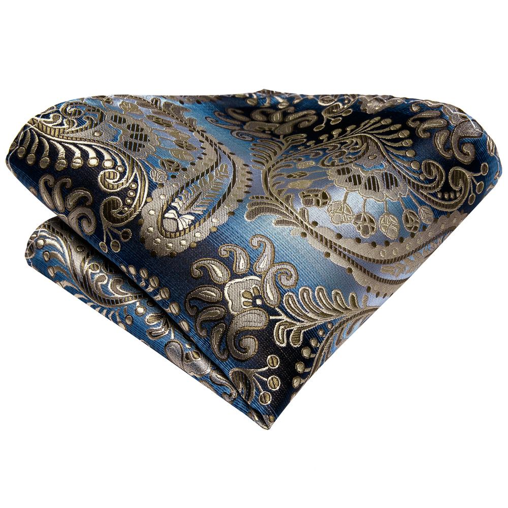 Hi-Tie Men Business Cravat Silk Ascot Scarves Paisley Tie Set for Men handkerchief Cufflinks Set