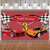Vibrant Vehicle Themed Photo Backdrop Colorful TransportationCar Racing Element Photography Background Kids Birthday Party Decor8