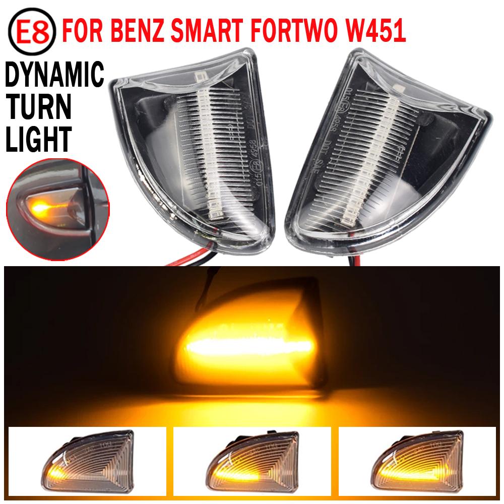 2PCS Smoked Lens Amber LED Dynamic Side Marker Light Turn Signal Lights for Smart Fortwo 451 MK1 & MKII 2007-2015