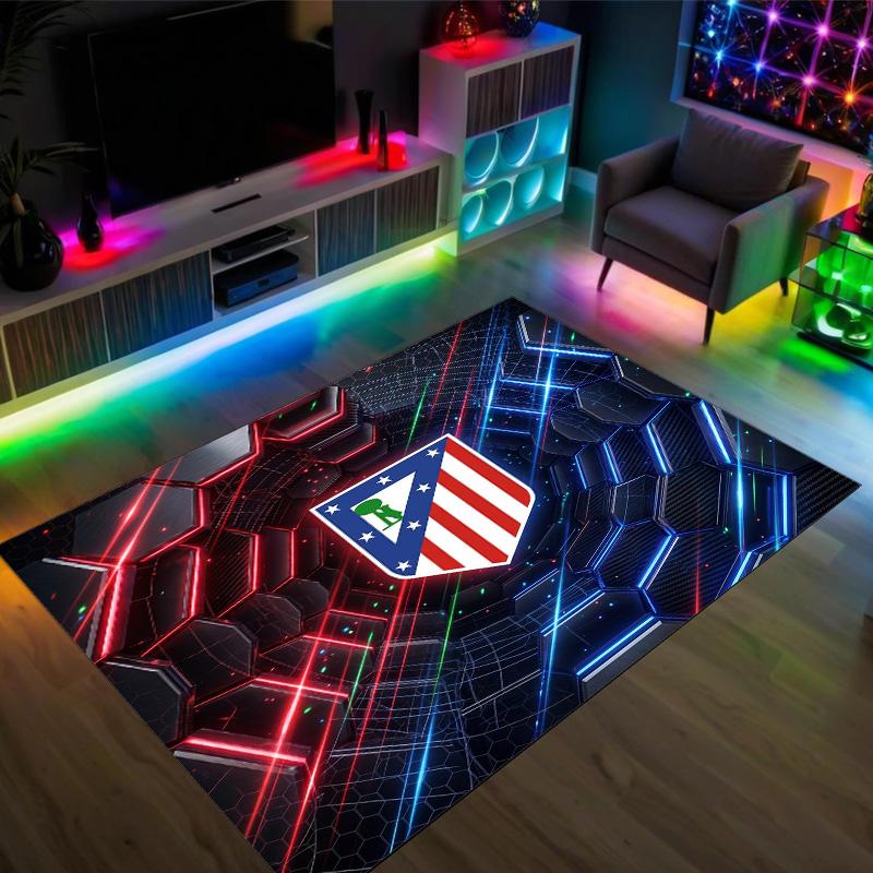 Atletico Madrid Design Crystal Velvet Carpet Cozy Non?Slip Printed Rug For Bedroom Living Room Entrance