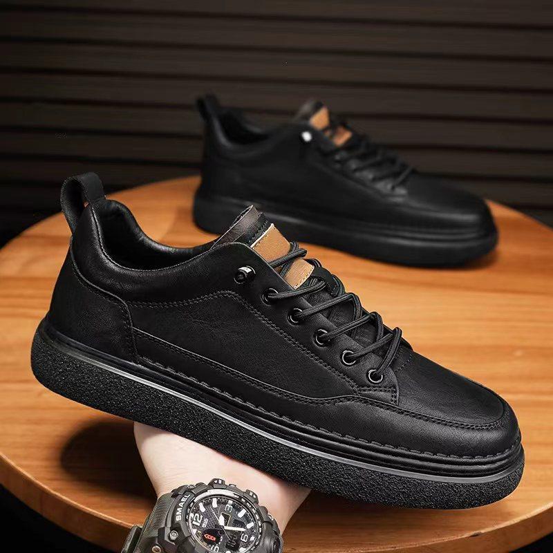 Men's shoes spring new breathable waterproof non-slip board shoes men's trend versatile black leather shoes business casual sports shoes
