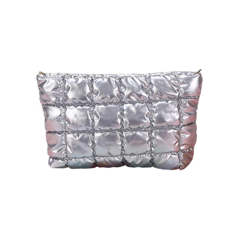 

Fashion Diamonds Texture Cosmetic Case Functional Storage Pouches For Women Simple Style Assorted Color Option срібний