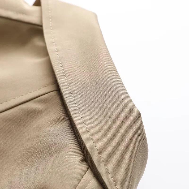Women's European and American Style Lapel Single-Breasted Trench Coat - Workwear Inspired Fashion Jacket