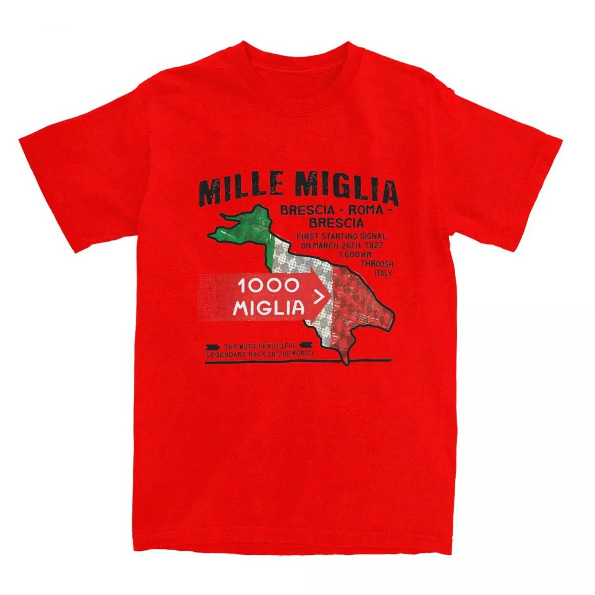 Футболка Mille Miglia Racing Experience 1000 Miglia Популярные футболки С коротким рукавом Уличная одежда Топы Летние 100% Хлопок Оверсайз Футболка S