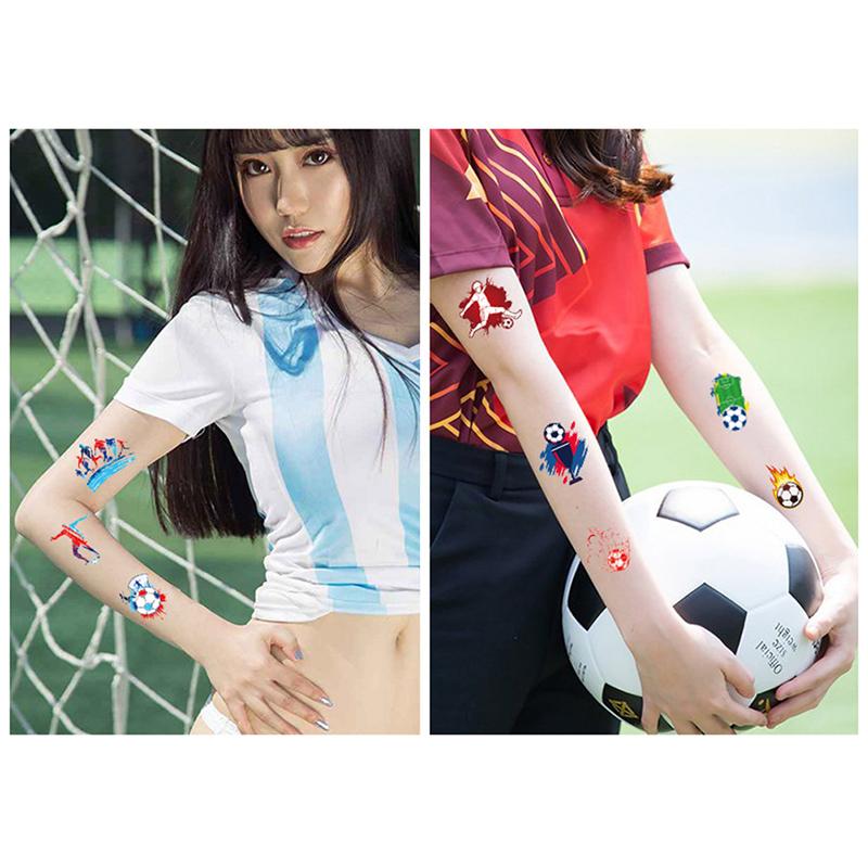 10 Sheets Kids Temporary Tattoos Football Soccer Fan Waterproof Fake Tattoo Stickers Hand Arm Foot Tattoo Stickers
