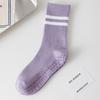 Einfarbige Yogasocken aus Baumwolle bis zur Mitte der Wade, rutschfeste Sportsocken mit Silikonunterseite, für Damen, für Indoor-Fitness, Trampolin, Tanz, Pilates
