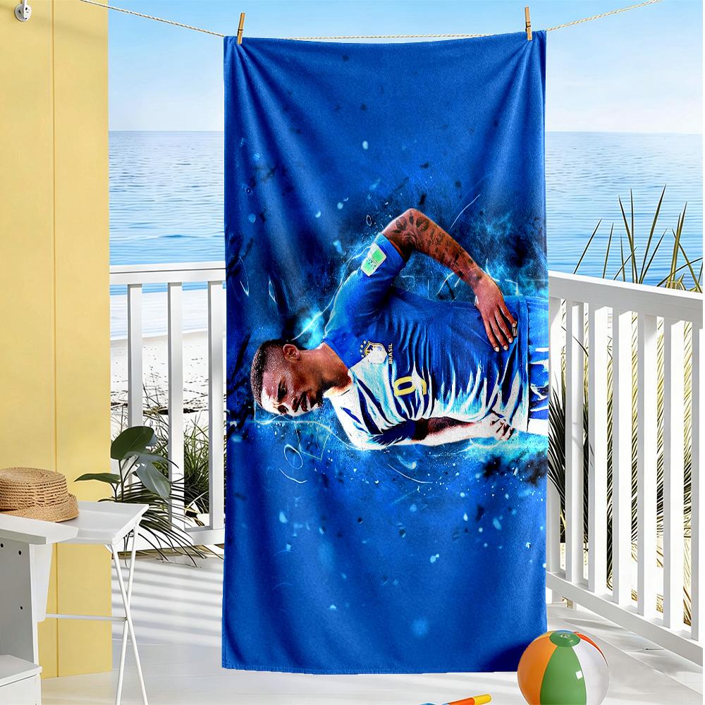 Soccer Player Blue Kit Beach Towel Soft Durable Quick-Dry Comfortable Lightweight Suitable for Swimming, Gym, Camping, Yoga Vacation