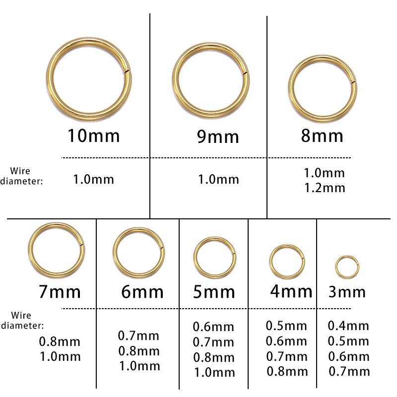 100-200Pcs Stainless Steel Open Single Loops Jump Rings Split Rings For Jewelry Making DIY Necklace Connectors Accessories