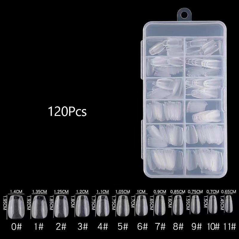 Soft Gel False Nail Tips 120/240/504/600Pcs Semi-matte Finish Square Almond French Coffin Full Cover Extensions Fingertip Set