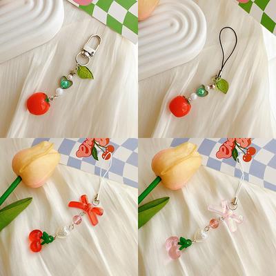 Chaveiro Pingente Tomate Cereja Doce Decoração Mochila Porta-Chaves Laço Corrente de Celular Acessórios Ornamento Joia
