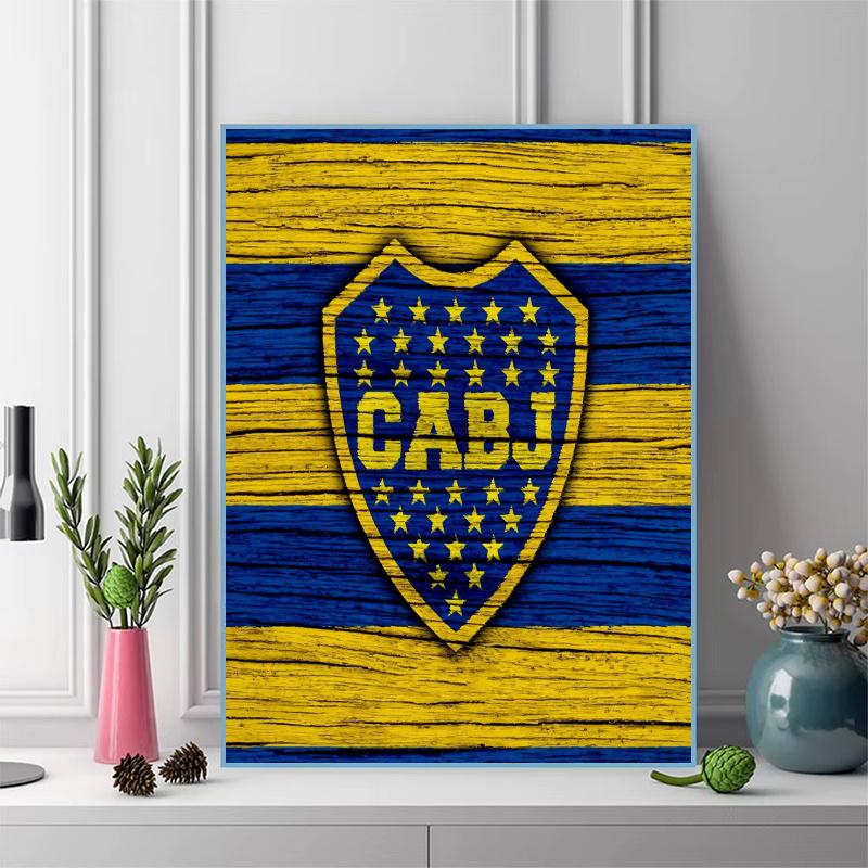 Boca Juniors logo Pattern 3pcs 100% Round Full Drill 5D DIY Diamond Painting Embroidery Cross Stitch Rhinestone Décor
