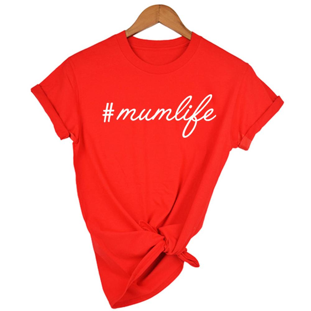 Summer Women Tee With Mumlife Letter Short Sleeve Round Neck Mom Life Female T Shirts Mother