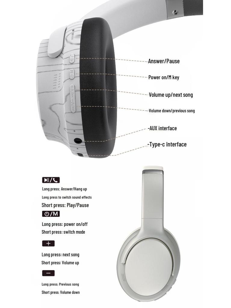 VJE906 Over-ear Bluetooth True Wireless Headphones with Multiple Sound Effects for Mobile Gaming.