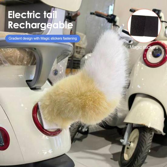 Electric Wagging Tail for Car USB Rechargeable Fox Tail Decoration with Remote Control