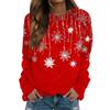 Women's Fashionable Casual Long-sleeved Retro Christmas Snowman Print Round Neck Top