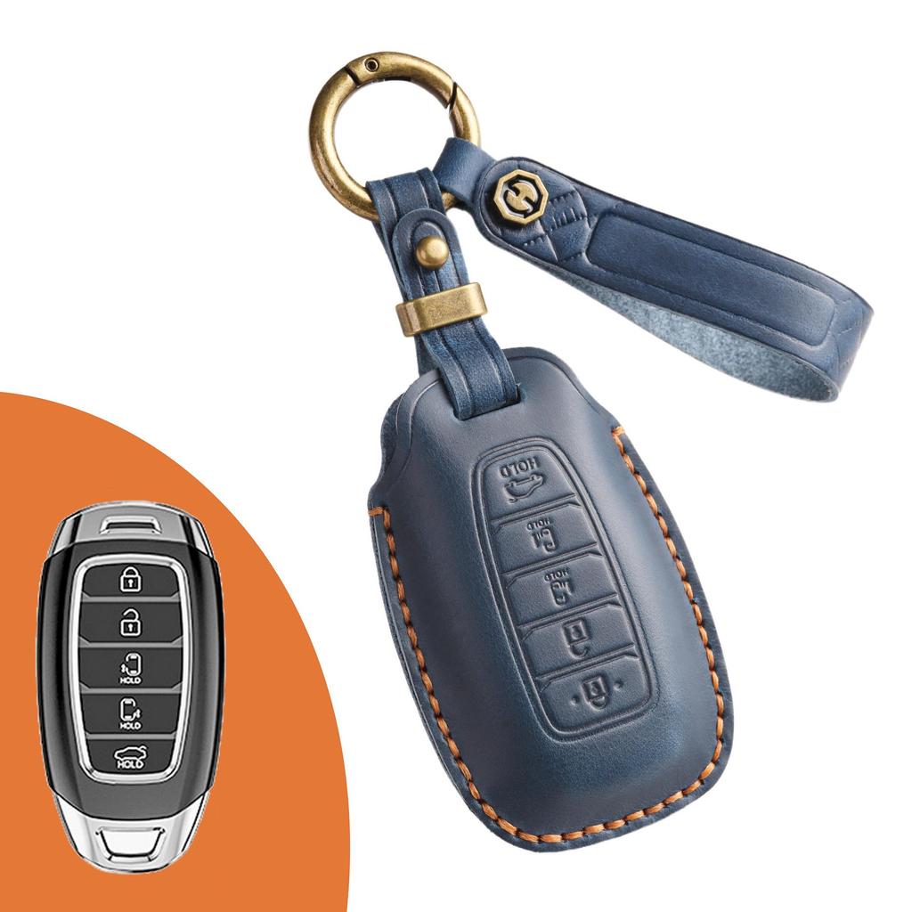 Vintage Leather Car Key Cover for Fiesta with Buckle