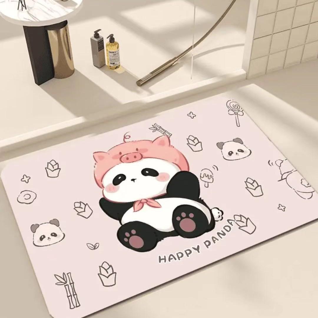 Panda Bathroom Floor Mat, Diatom Mud Absorbent Mat, Toilet, Toilet Door Non-Slip Foot Pad, Entrance Door Porch Door Mat 50*80cm