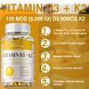 Kapsułki Miękkie Witamina D3+K2 5000 IU - Mocne Kości, Wsparcie Odporności, Bez GMO
