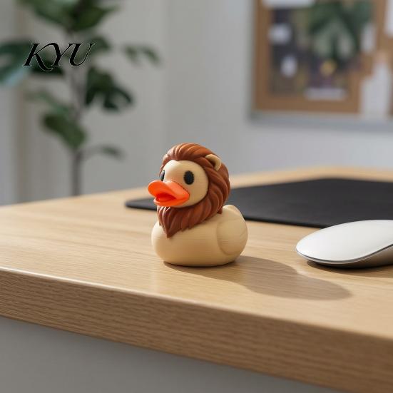 Miniature Animal Statues Cute Lion Duck Figurine, 3D Printed Desktop Ornament, Creative Decorative Tabletop Items Statue for Car Dashboard Shelf