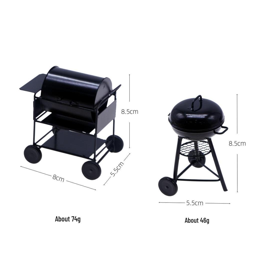 Miniature Black Iron BBQ Grill Dollhouse Ornament