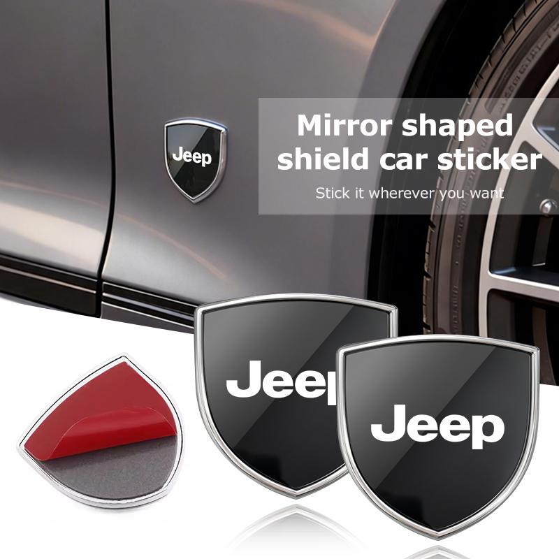 For Jeep Car Alloy Shield Emblem Side Fender Body Trunk Badge Sticker Compass Renegade Cherokee Wrangler JK Patriot Liberty