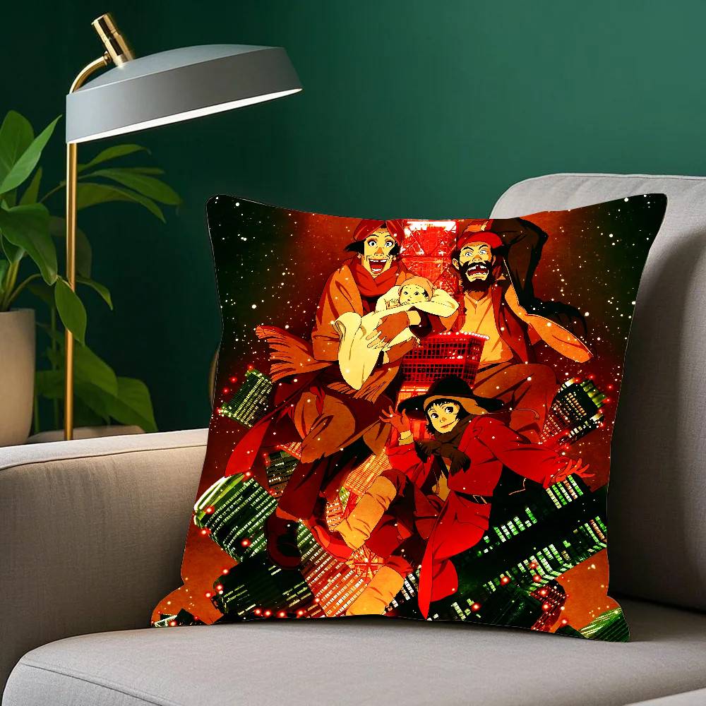 Anime T-Tokyo Godfathers Pillow Case Fashion Square Pillowcase Bedroom Sofa Room Ins Decoration Leisure