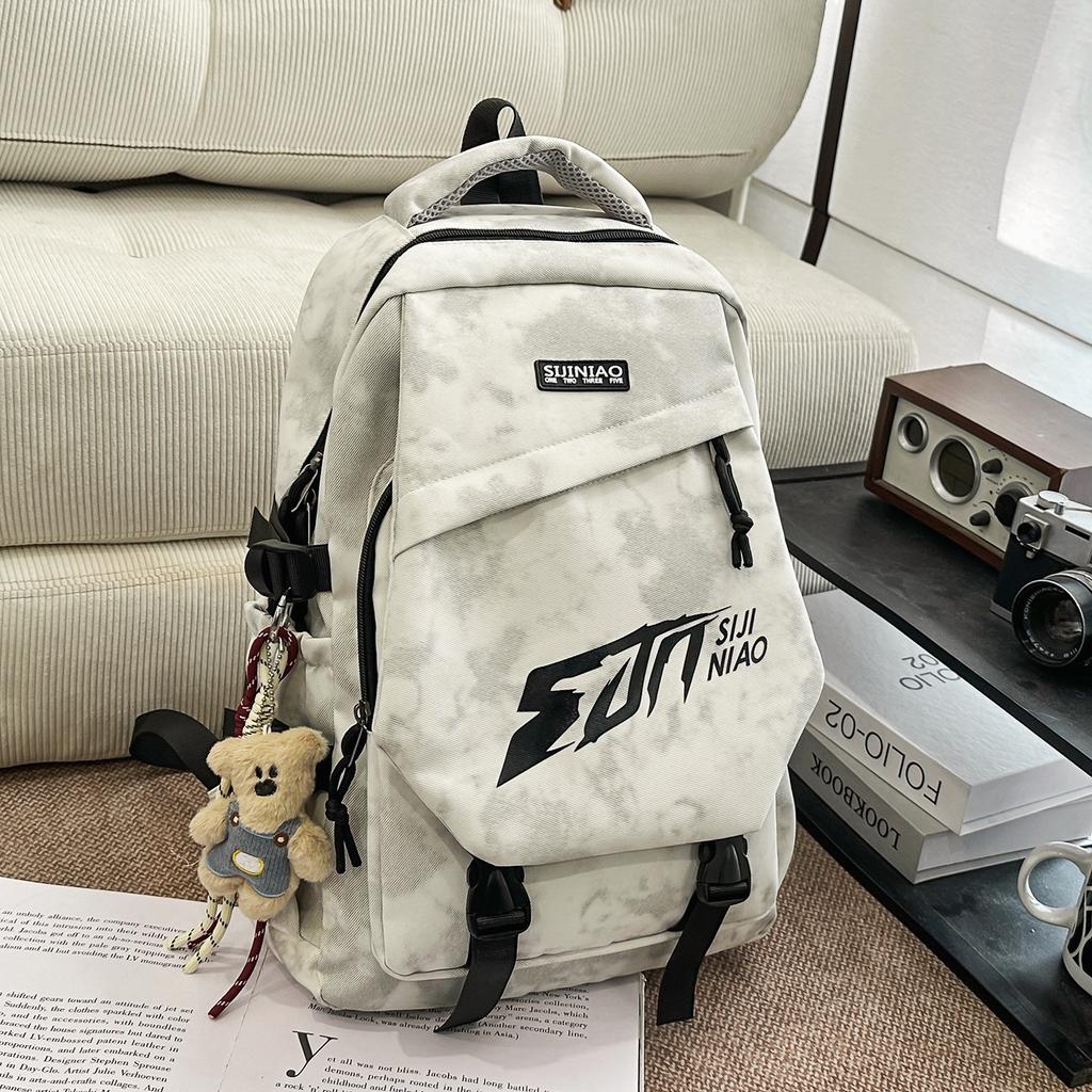 Schoolbag New Large-capacity Schoolbag Men's Trendy Cool Couple Casual Backpack Korean Version Ins Middle and High School Students Computer Backpack
