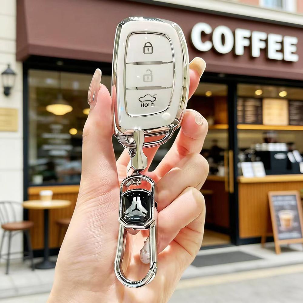 3 Buttons TPU Car Smart Key Case Cover For Hyundai Creta Ix35 Ix45 I10 I30 I40 Tucson Santa Fe Rena Sonata Elantra Shell Fob