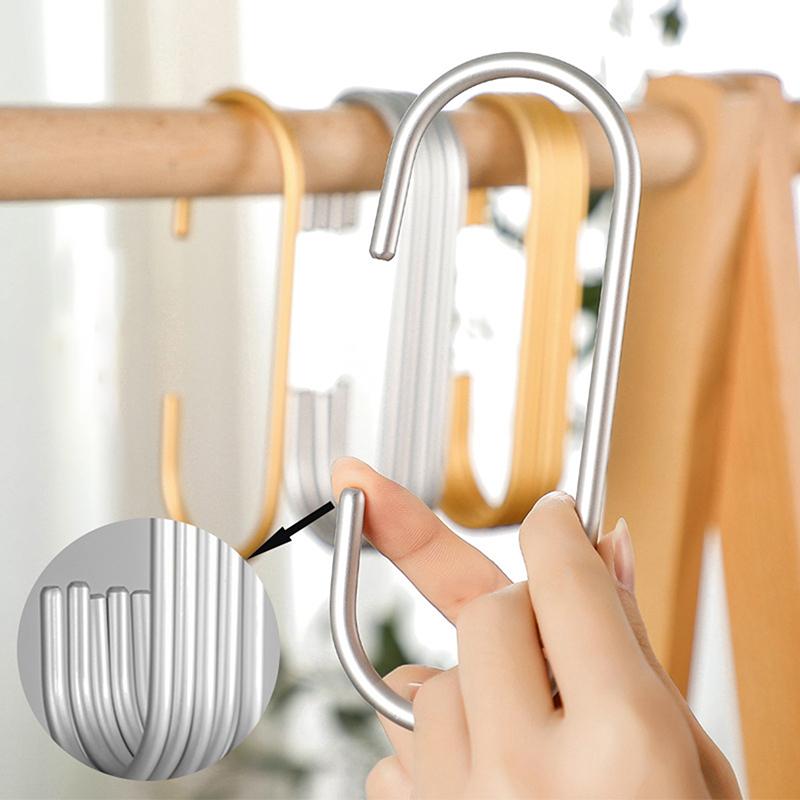 5Pcs C Shape Hooks For Closet,Gold/Silver Multi-Functional Hanging Metal Hook For Clothes Bags Hats,Closet Organizer System