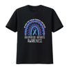 Casual Rheumatoid Arthritis Awareness Purple Blue Ribbon Rainbow Print T Shirt Vintage Stretched Top For Everyday Wear