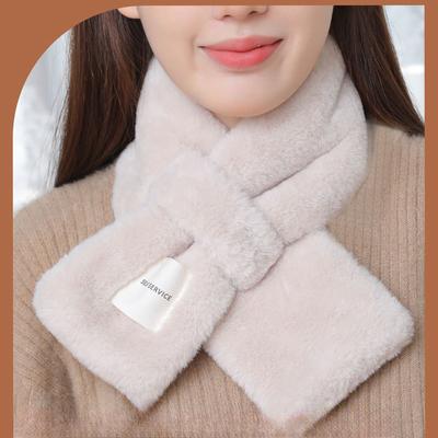 Rabbit Fur Winter Warm Scarf Plush Scarf Women'S Versatile Cross Thickened Rex Rabbit Hair Fashion Scarf