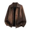 American retro men's leather jacket new pu locomotive tooling loose old money street simple leather jacket men