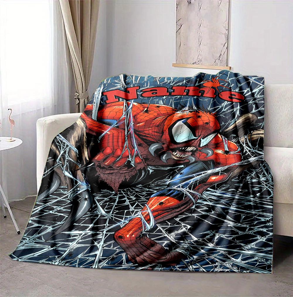 Custom Name Spider-Man Adventures Flannel Blanket Throw Blanket Soft Warm Sofa Bed Decor Unique Gift