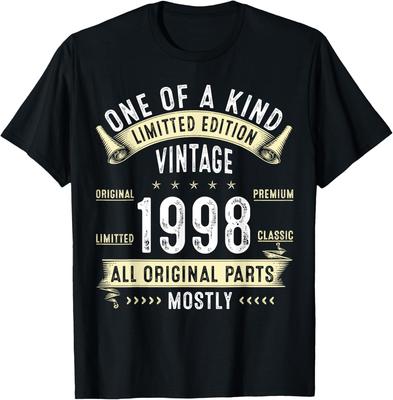 Vintage 1998 27yr 27th Birthday Gifts for Women Unisex 27 Years Old TShirt Print Original Design Gifts T Shirts Camiseta Hombre