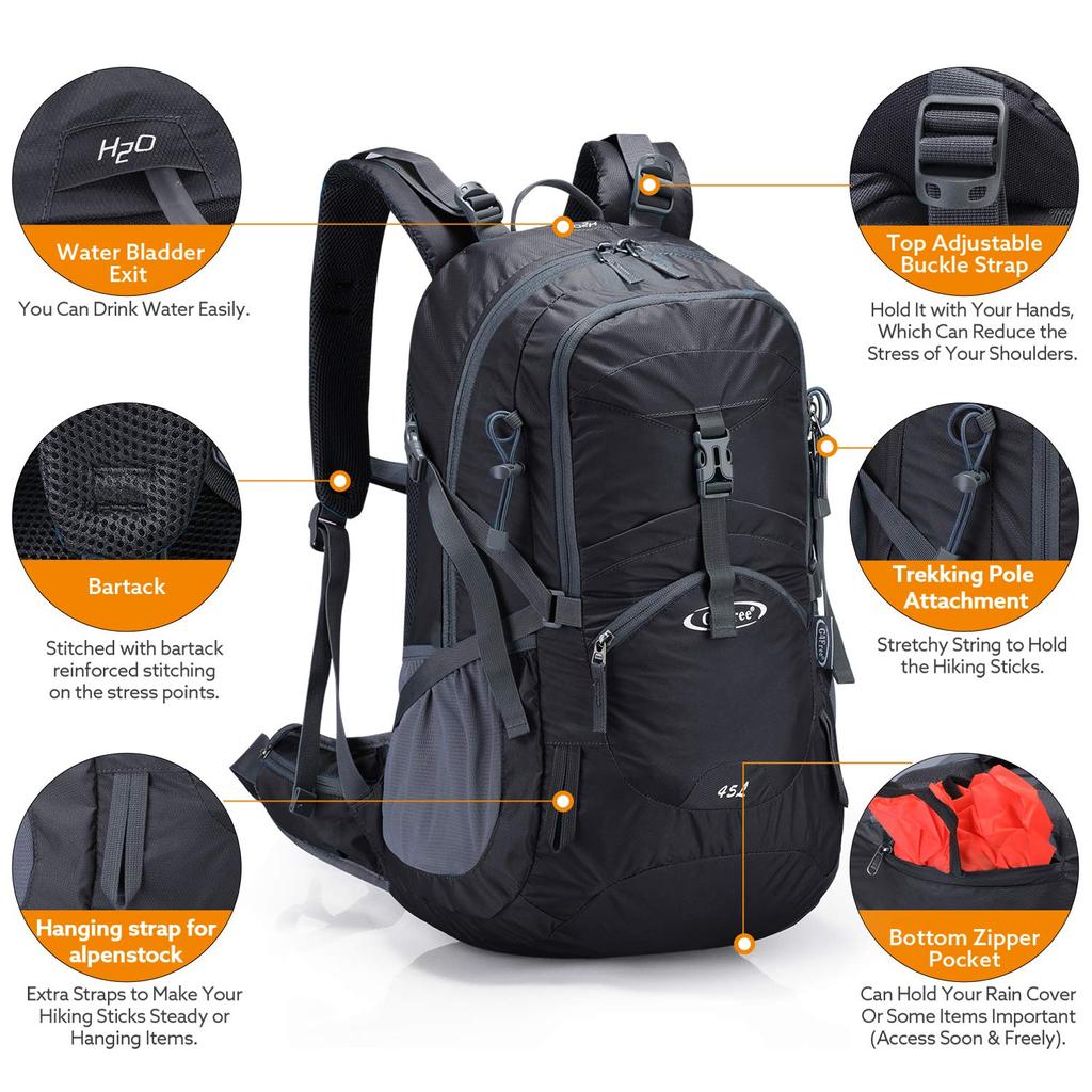 Climbing Multifunctional Large Includes Rain Outdoor Disaster Water Includes Water Supply System [G4Free] Backpack, 45L, Backpack, Capacity, Bag, Bag,