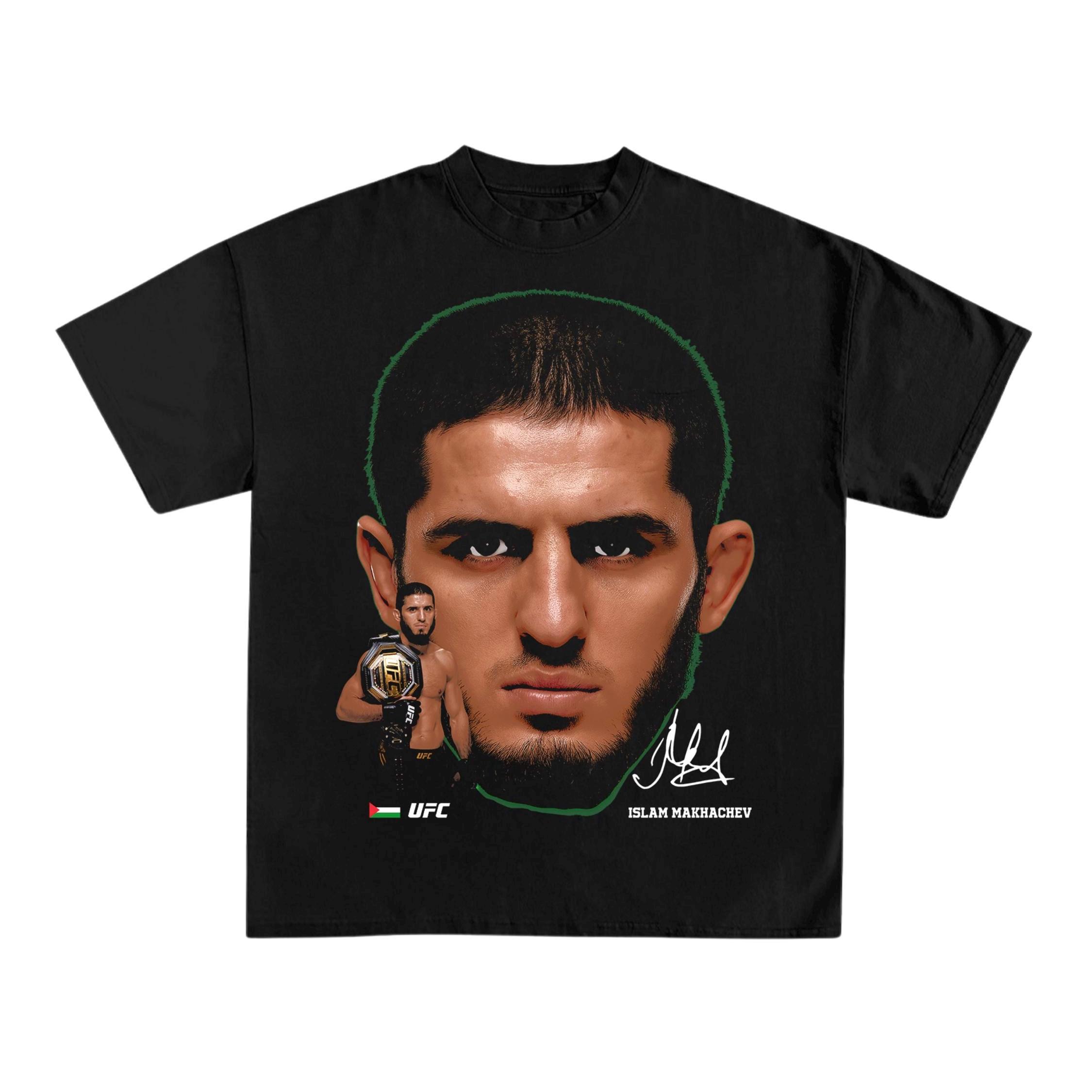 

2026 Лето UFC Ислам Махачев Боевая Графическая Футболка Женская Спортивная Хлопковая Короткий Рукав Свободная Повседневная Рубашка для Фитнеса Унисекс S