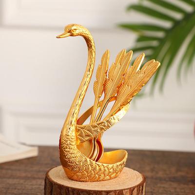 Coffee Spoon Holder Decorative Swan Base Set Teaspoons Flatware Spoons