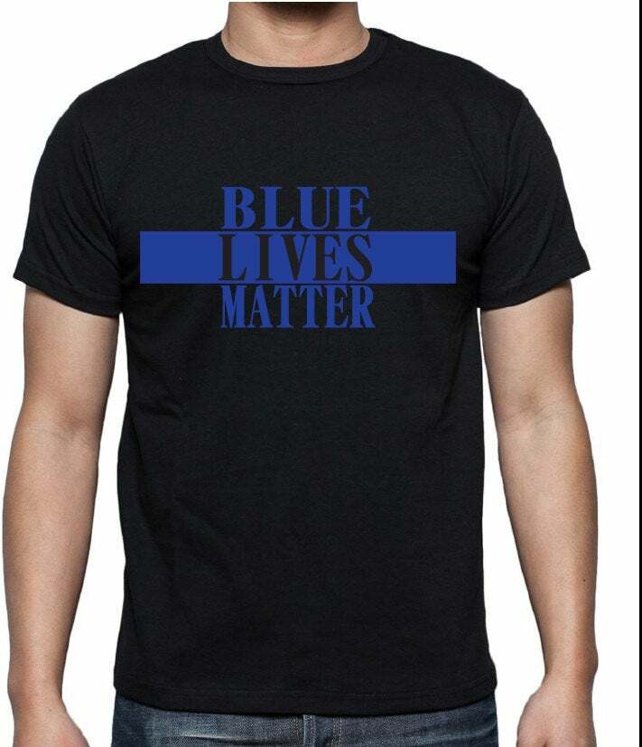 Blue Lives matter T shirt Tee Police Blue line officer cop supporter