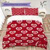 Rotes Love-Muster Bettwäsche-Steppdecken-Set Steppdeckenbezug Kissenbezug Heimdekoration Geburtstagsgeschenk (1 * Bettbezug + 2 * Kissenbezug ohne Füllung)
